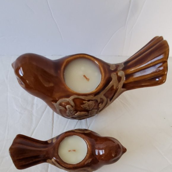 Pier 1 Two Brown Birds Tea Light Holders Great For Fall Display - Picture 6 of 8